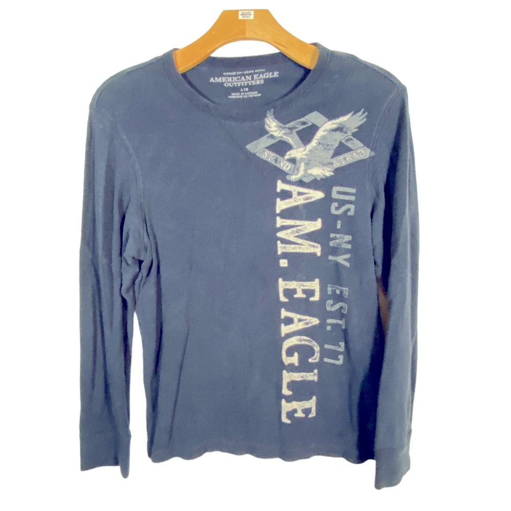 Guys' American Eagle Outfitters Vintage Fit Crew Neck Thermal LS Graphic Tee